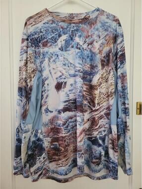 Realtree Fishing XL Long Sleeve Blue White Snow Breathable Men's Shirt Camo